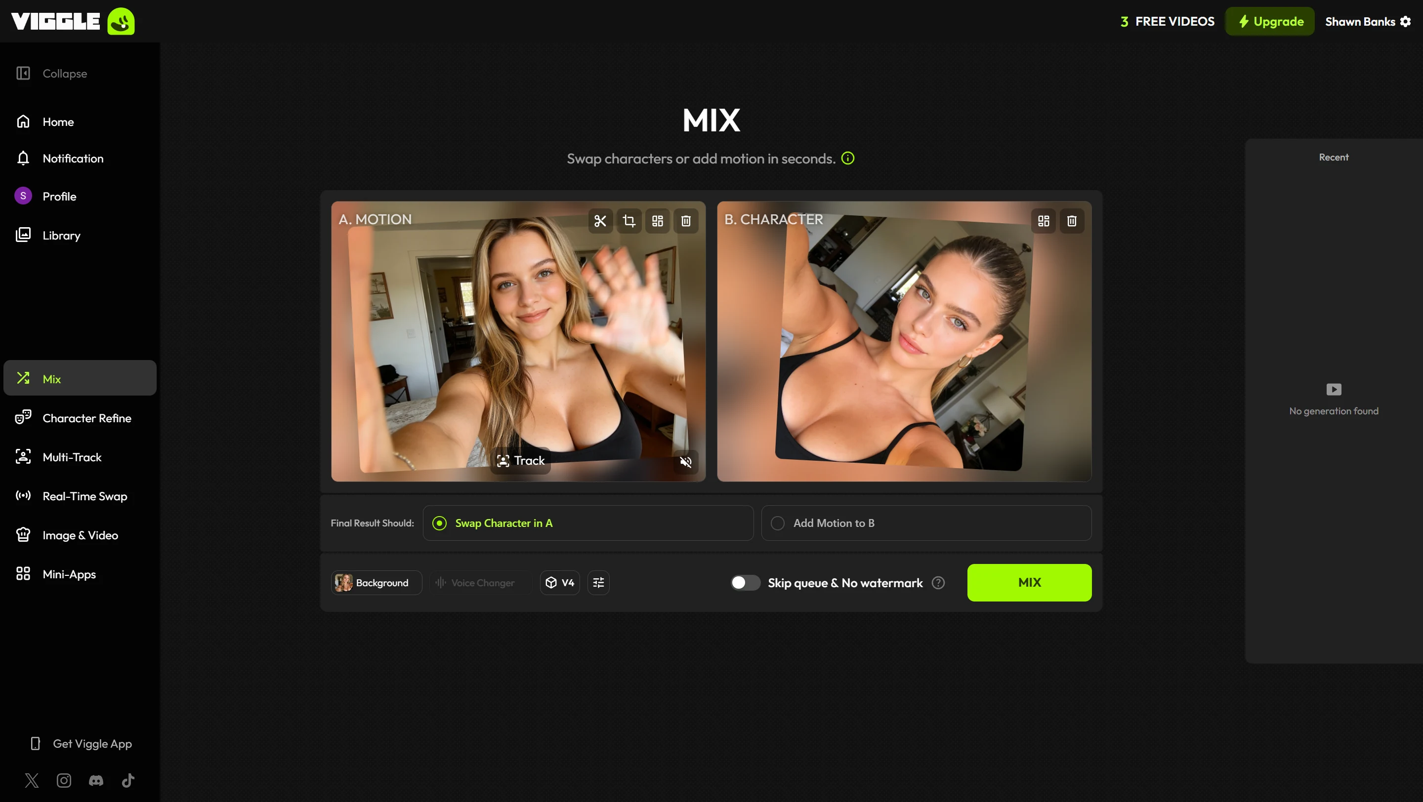 Viggle AI face swap demo